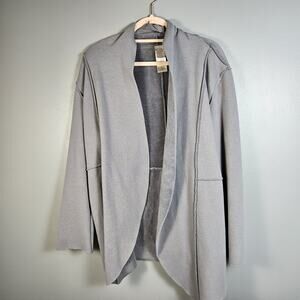 Chicos Zenergy Cardigan Gray Cozy Fleece Exposed Seams Chico’s 1 US 8/10 Medium